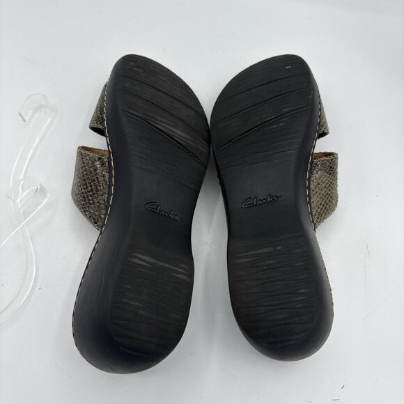 Clarks Sandals‎ Womens Size 10 Delana Fenela Wedge Heel Sandal Snake Print - Picture 10 of 10